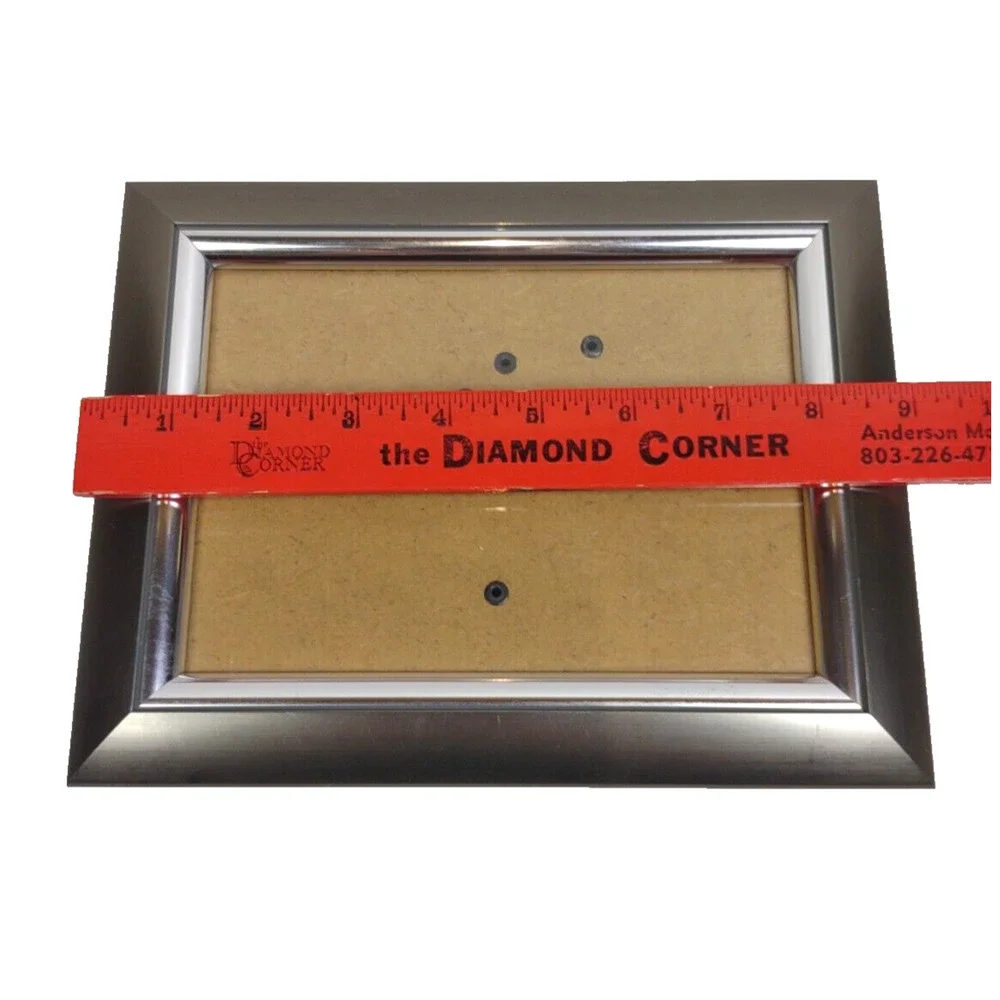 Silver Toned Beveled Chrome Picture Frame 5x7 Photo Frame w Stand or Hang
